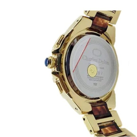 Charles Delon Casual Style Gold/Brown Watch - Picture 3 of 3